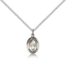 Sterling Silver St. Sharbel Pendant, Sterling Silver Lite Curb Chain, Small Size Catholic Medal, 1/2" x 1/4"
