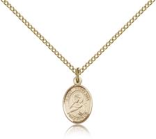 Gold Filled St. Perpetua Pendant, Gold Filled Lite Curb Chain, Small Size Catholic Medal, 1/2" x 1/4"