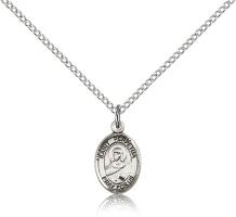 Sterling Silver St. Perpetua Pendant, Sterling Silver Lite Curb Chain, Small Size Catholic Medal, 1/2" x 1/4"