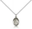 Sterling Silver St. Remigius Of Reims Pendant, SS Lite Curb Chain, Small Size Catholic Medal, 1/2" x 1/4"