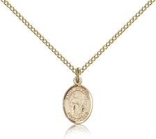 Gold Filled St. Susanna Pendant, Gold Filled Lite Curb Chain, Small Size Catholic Medal, 1/2" x 1/4"