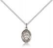 Sterling Silver St. John Vianney Pendant, Sterling Silver Lite Curb Chain, Small Size Catholic Medal, 1/2" x 1/4"