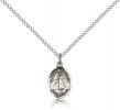 Sterling Silver Blessed Karolina Kozkowna Pendant, SS Lite Curb Chain, Small Size Catholic Medal, 1/2" x 1/4"