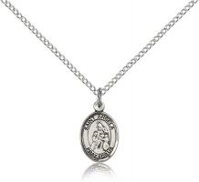 Sterling Silver St. Angela Merici Pendant, Sterling Silver Lite Curb Chain, Small Size Catholic Medal, 1/2" x 1/4"