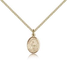 Gold Filled St. Deborah Pendant, Gold Filled Lite Curb Chain, Small Size Catholic Medal, 1/2" x 1/4"