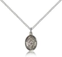 Sterling Silver St. Deborah Pendant, Sterling Silver Lite Curb Chain, Small Size Catholic Medal, 1/2" x 1/4"