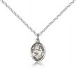 Sterling Silver Our Lady of Lourdes Pendant, Sterling Silver Lite Curb Chain, Small Size Catholic Medal, 1/2" x 1/4"