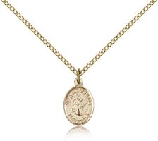 Gold Filled Our Lady of Mercy Pendant, Gold Filled Lite Curb Chain, Small Size Catholic Medal, 1/2" x 1/4"