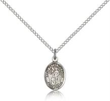 Sterling Silver St. Peter Nolasco Pendant, Sterling Silver Lite Curb Chain, Small Size Catholic Medal, 1/2" x 1/4"