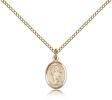 Gold Filled St. Aedan of Ferns Pendant, Gold Filled Lite Curb Chain, Small Size Catholic Medal, 1/2" x 1/4"