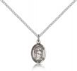 Sterling Silver St. Aedan of Ferns Pendant, Sterling Silver Lite Curb Chain, Small Size Catholic Medal, 1/2" x 1/4"