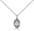 Sterling Silver St. Athanasius Pendant, Sterling Silver Lite Curb Chain, Small Size Catholic Medal, 1/2" x 1/4"