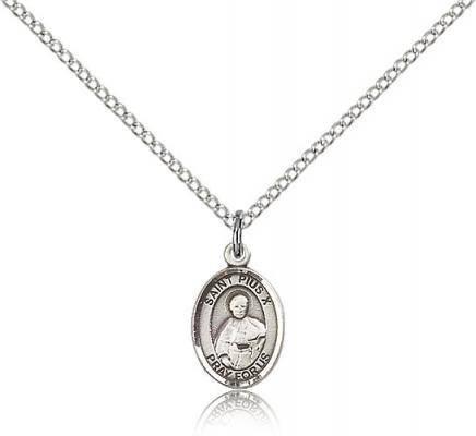 Sterling Silver St. Pius X Pendant, Sterling Silver Lite Curb Chain, Small Size Catholic Medal, 1/2" x 1/4"