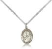 Sterling Silver St. Finnian of Clonard Pendant, Sterling Silver Lite Curb Chain, Small Size Catholic Medal, 1/2" x 1/4"