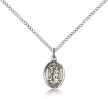 Sterling Silver St. Roch Pendant, Sterling Silver Lite Curb Chain, Small Size Catholic Medal, 1/2" x 1/4"