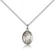 Sterling Silver St. Amelia Pendant, Sterling Silver Lite Curb Chain, Small Size Catholic Medal, 1/2" x 1/4"