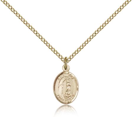 Gold Filled St. Zoe of Rome Pendant, Gold Filled Lite Curb Chain, Small Size Catholic Medal, 1/2" x 1/4"