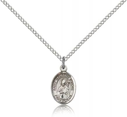 Sterling Silver St. Malachy O'More Pendant, Sterling Silver Lite Curb Chain, Small Size Catholic Medal, 1/2" x 1/4"