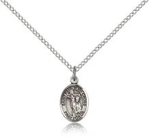 Sterling Silver St. Paul of the Cross Pendant, Sterling Silver Lite Curb Chain, Small Size Catholic Medal, 1/2" x 1/4"