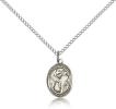 Sterling Silver St. Columbanus Pendant, Sterling Silver Lite Curb Chain, Small Size Catholic Medal, 1/2" x 1/4"
