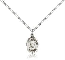 Sterling Silver St. Luigi Orione Pendant, SS Lite Curb Chain, Small Size Catholic Medal, 1/2" x 1/4"