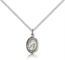 Sterling Silver St. Louis Marie De Montfort Pendan, Sterling Silver Lite Curb Chain, Small Size Catholic Medal, 1/2" x 1/4"