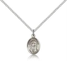 Sterling Silver St. Matthias the Apostle Pendant, Sterling Silver Lite Curb Chain, Small Size Catholic Medal, 1/2" x 1/4"