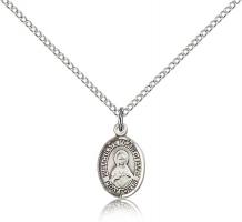 Sterling Silver Immaculate Heart of Mary Pendant, Sterling Silver Lite Curb Chain, Small Size Catholic Medal, 1/2" x 1/4"