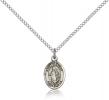 Sterling Silver St. Clement Pendant, SS Lite Curb Chain, Small Size Catholic Medal, 1/2" x 1/4"