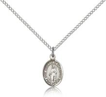 Sterling Silver St. Catherine of Alexandria Pendan, Sterling Silver Lite Curb Chain, Small Size Catholic Medal, 1/2" x 1/4"