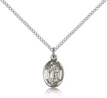Sterling Silver St. Joachim Pendant, SS Lite Curb Chain, Small Size Catholic Medal, 1/2" x 1/4"