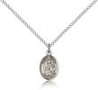 Sterling Silver St. Giles Pendant, Sterling Silver Lite Curb Chain, Small Size Catholic Medal, 1/2" x 1/4"