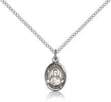 Sterling Silver St. John Chrysostom Pendant, SS Lite Curb Chain, Small Size Catholic Medal, 1/2" x 1/4"