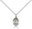 Sterling Silver St. John Licci Pendant, SS Lite Curb Chain, Small Size Catholic Medal, 1/2" x 1/4"