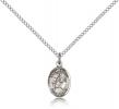 Sterling Silver St. Edwin Pendant, Sterling Silver Lite Curb Chain, Small Size Catholic Medal, 1/2" x 1/4"
