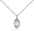 Sterling Silver St. Rose Philippine Pendant, SS Lite Curb Chain, Small Size Catholic Medal, 1/2" x 1/4"