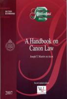 A Handbook On Canon Law by Joseph T. Martin De Agar, 2nd Updated Edition