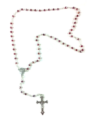 Red Ruby Glass Bead Rosary 990151-08