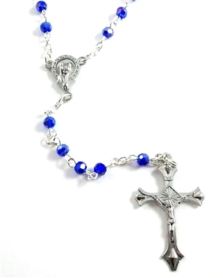 Children's Blue Glass Aurora Borealis Bead Rosary