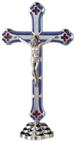 Blue/Red Epoxy Inlay Standing Crucifix 125BLU-NIK