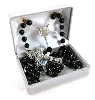 Silver Plated Genuine Black Cocoa Bead Rosary