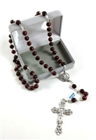 Silver Plated Genuine Brown Cocoa Bead Rosary