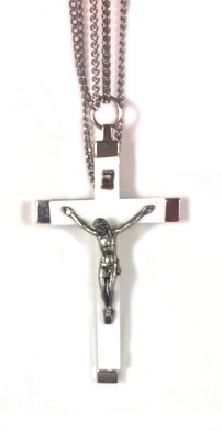 4.5" White Metal Crucifix