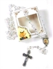 First Communion Glass Bead Rosary with Gift Box Girl