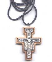 San Damiano Olive Wood Cross Necklace