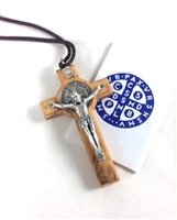 St. Benedict Olive Wood Crucifix on Cord FL-Z 107
