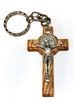 Saint Benedict Wood Crucifix Keychain
