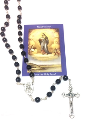 Black Glass Bead Rosary from the Holy Land