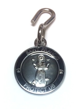 Saint Francis Black/Hematite Enamel Pet Medal