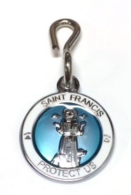 Saint Francis White/Light Blue Enamel Pet Medal